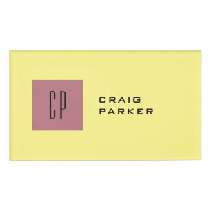 Monogramm Berufliche Schlichte Rose Gelbe Farbe Namenschild