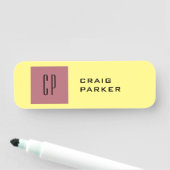 Monogramm Berufliche Schlichte Rose Gelbe Farbe Namensschild (Beispiel)