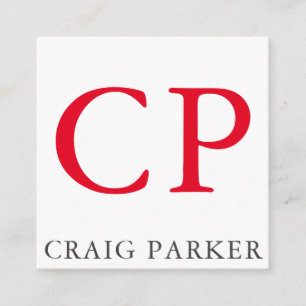 Monogramm Berufliche Schlichte Rot-Weiß-Initialen Begleitkarte