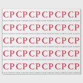 Monogramm Berufliche Schlichte Rot-Weiß-Initialen Geschenkpapier (Flach)