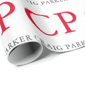 Monogramm Berufliche Schlichte Rot-Weiß-Initialen Geschenkpapier (Rolleneckpunkt)