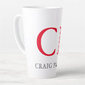 Monogramm Berufliche Schlichte Rot-Weiß-Initialen Milchtasse (Linke Ecke)