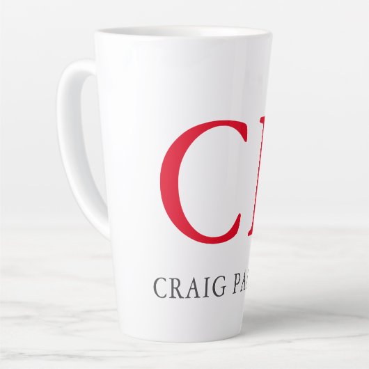 Monogramm Berufliche Schlichte Rot-Weiß-Initialen Milchtasse (Linke Ecke)