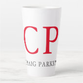 Monogramm Berufliche Schlichte Rot-Weiß-Initialen Milchtasse (Vorderseite)