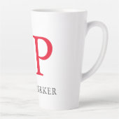 Monogramm Berufliche Schlichte Rot-Weiß-Initialen Milchtasse (Rechts)