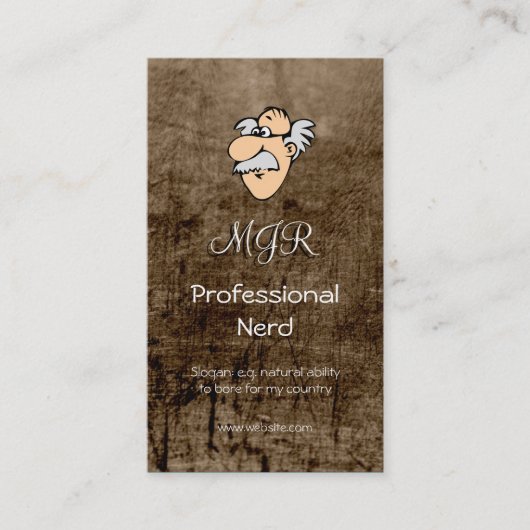 Monogramm, Beruflicher Nerd, Ledereffekt Visitenkarte (Vorderseite)