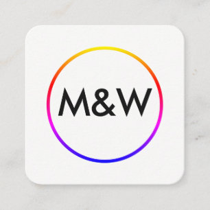 Monogramm Berufliches Elegant (Regenbogen) Quadratische Visitenkarte