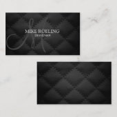 Monogramm-berufliches elegantes modernes Leder Visitenkarte (Vorne/Hinten)