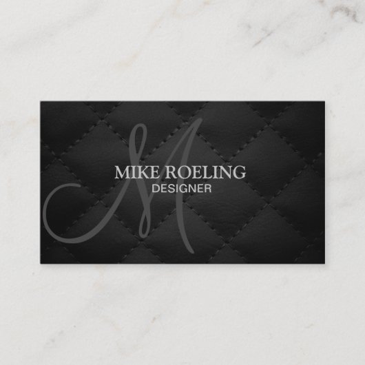 Monogramm-berufliches elegantes modernes Leder Visitenkarte (Vorderseite)