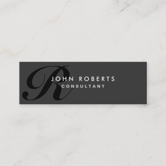 Monogramm-berufliches elegantes modernes Schwarzes Mini Visitenkarte (Vorderseite)