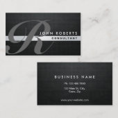 Monogramm-berufliches elegantes modernes Schwarzes Visitenkarte (Vorne/Hinten)