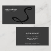 Monogramm-berufliches elegantes schwarzes modernes visitenkarte (Vorne/Hinten)