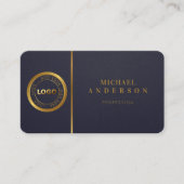 Monogramm Berufliches Luxe-Dunkel-Gold-Circle-Logo Visitenkarte (Vorderseite)