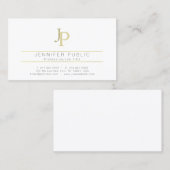 Monogramm-berufliches modernes elegantes weißes visitenkarte (Vorne/Hinten)