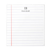 Monogramm Berufliches Schlichtes Minimalistisches  Notizblock (Vorderseite)