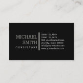 Monogramm Berufliches Schlichtes, schwarzes Titan Visitenkarte (Rückseite)