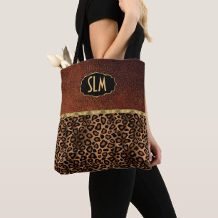 Monogramm-Beschaffenheit Brown und Leopard-Muster Tasche
