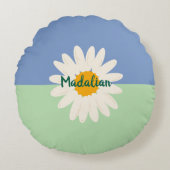 Monogramm bezaubernde, gürtnisch rosa blaue Sonnen Rundes Kissen (Vorderseite)