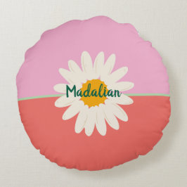 Monogramm bezaubernde, gürtnisch rosa blaue Sonnen Rundes Kissen