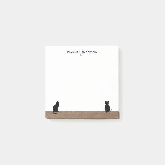 Monogramm-Bezeichnung der modernen Black Cats-Silh Post-it Klebezettel (Vorderseite)