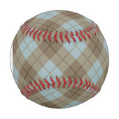 Monogramm Bias Kariert in Blau und Braun Baseball (Vorderseite)