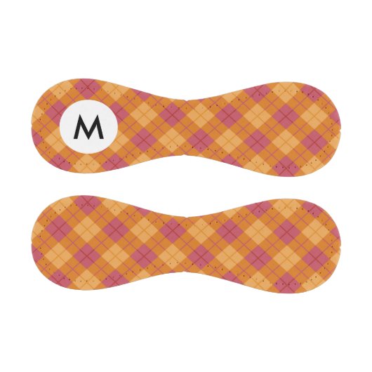 Monogramm Bias Kariert in Orange und Rosa Baseball (Paneele)