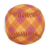Monogramm Bias Kariert in Orange und Rosa Baseball (Vorderseite)