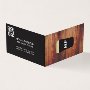 Monogramm Bierglas Hintergrund Holz QR-Code Visitenkarten