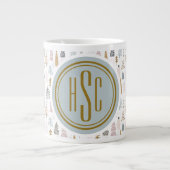 Monogramm, Big 20oz. Rustikale Winterbäume Jumbo-Tasse (Vorderseite)