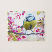 Monogramm "Bird & Blooms" Puzzle (Horizontal)