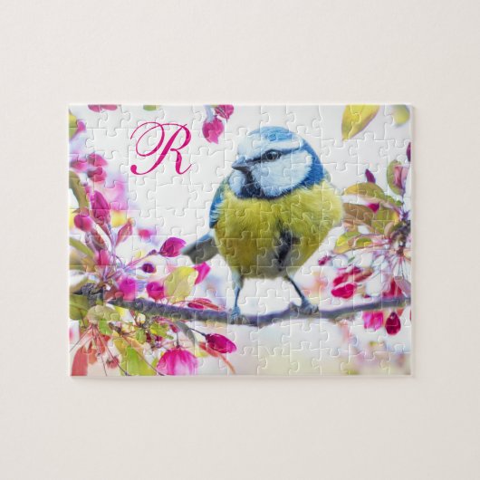 Monogramm "Bird & Blooms" Puzzle (Horizontal)