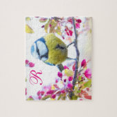 Monogramm "Bird & Blooms" Puzzle (Vertikal)