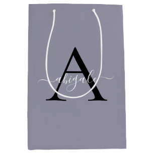 Monogramm Black Coin Grey   Minimalistisch Elegant Mittlere Geschenktüte