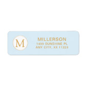 Monogramm blassblaue und goldene Rücksendeadresse (Vorne)