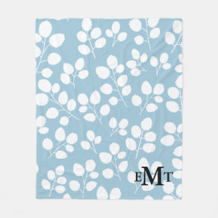 Monogramm-Blatt-Muster-Fleece-Decke Fleecedecke