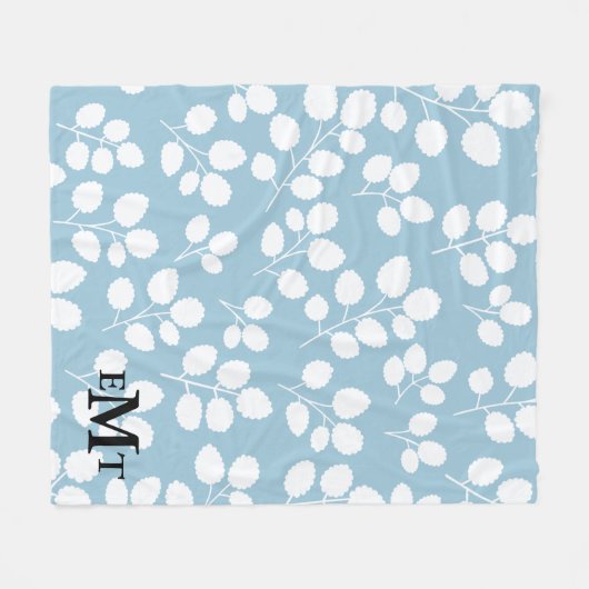 Monogramm-Blatt-Muster-Fleece-Decke Fleecedecke (Vorderseite (Horizontal))