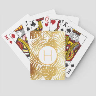 Monogramm Blätter aus weißer Palme Spielkarten