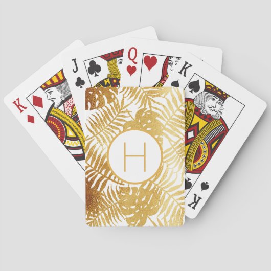 Monogramm Blätter aus weißer Palme Spielkarten (Rückseite)