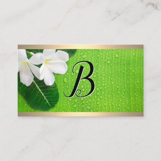 Monogramm | BLÄTTER BLUME Visitenkarte (Vorderseite)