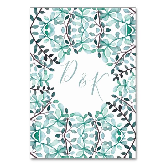 Monogramm-Blätter für Aquarellfarben Tischnummer (Rückseite)