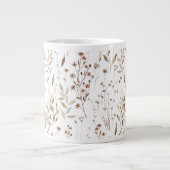 Monogramm Blätter für delikate braune Wildblumen Jumbo-Tasse (Vorderseite)