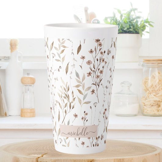 Monogramm Blätter für delikate braune Wildblumen Milchtasse