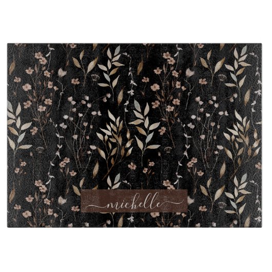 Monogramm Blätter für delikate Wasserfarbe Getrock Schneidebrett (Vorderseite)