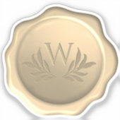 Monogramm-Blätter Goldenes Wachs Siegel in beschri Aufkleber (Vorderseite)