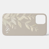 Monogramm-Blätter mit neutralen Farben modern Case-Mate iPhone Hülle (Rückseite (Horizontal))