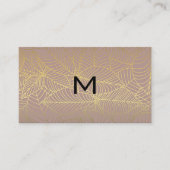 Monogramm | Blätter-Muster für Goldlinien Visitenkarte (Vorderseite)