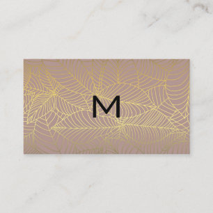 Monogramm Blätter-Muster für Goldlinien Visitenkarte