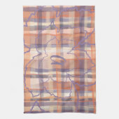Monogramm Blätter tartan kariert beige orange lila Geschirrtuch (Vertikal)