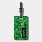 Monogramm Blätter tropischer Palmen Gepäckanhänger (Vorderseite vertikal)