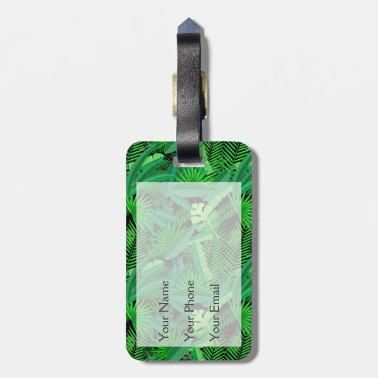 Monogramm Blätter tropischer Palmen Gepäckanhänger (Rückseite vertikal)